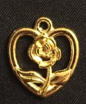 (image for) Gold Heart And Rose Charm